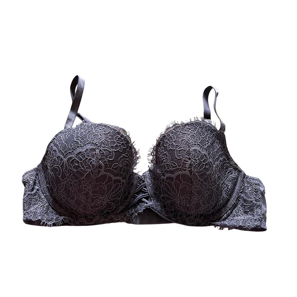 Victoria's Secret Dream Angels Lined‎ Demi Bra Purple Lace Eyelash Trim 34C